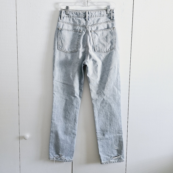 NEW Lovers + Friends Reece High Rise Slim Straight Jeans in Palms Blue - Picture 3 of 8